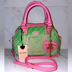 Juicy Tale Crossbody Bag Retro Green Pink Bag with Key Heart Charms - Viral